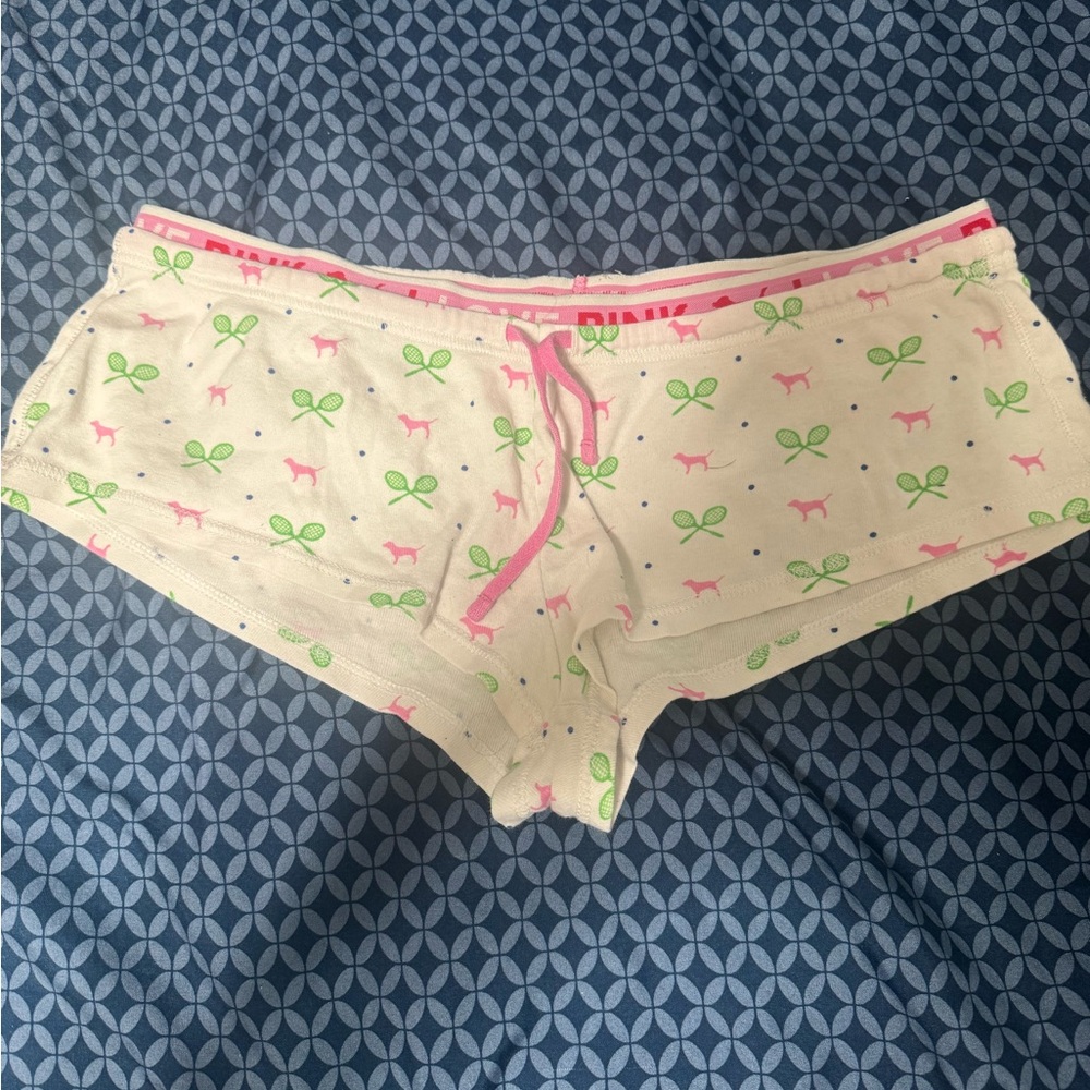 Victoria's Secret Cream Shorts with Pink and Green Print